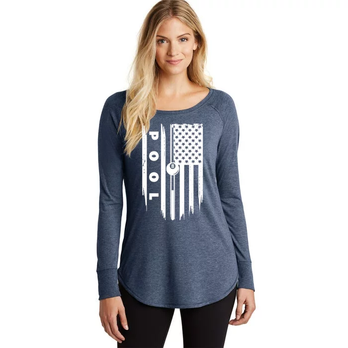 American Flag Billiards Pool Player Billiard Gift Women's Perfect Tri Tunic Long Sleeve Shirt