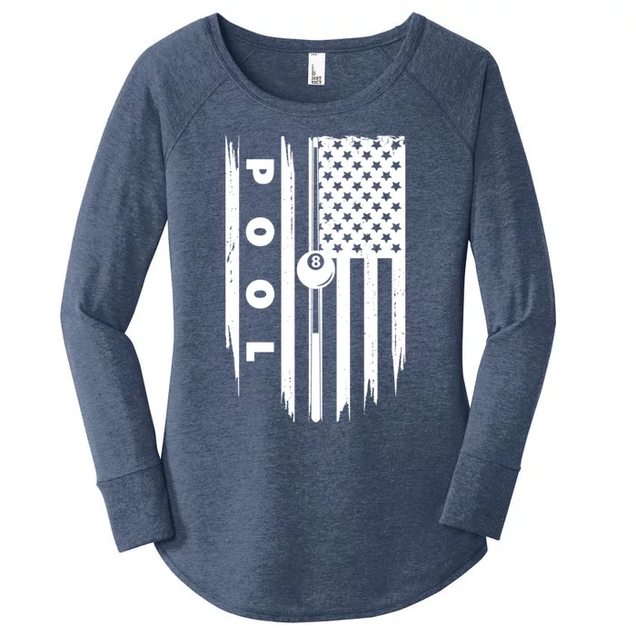 American Flag Billiards Pool Player Billiard Gift Women's Perfect Tri Tunic Long Sleeve Shirt