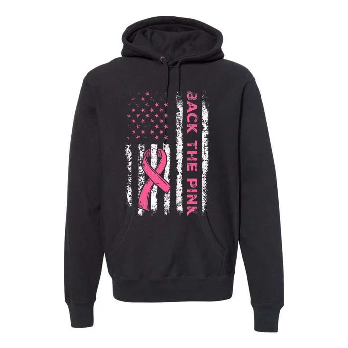 American Flag Back The Breast Cancer Awareness Premium Hoodie