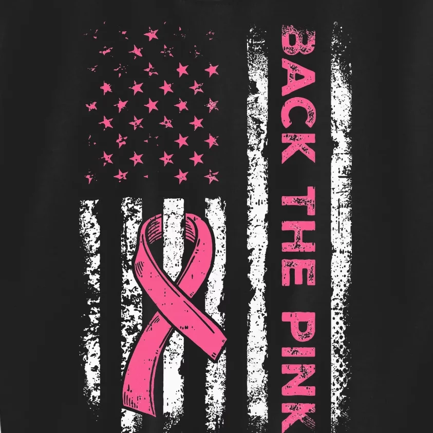 American Flag Back The Breast Cancer Awareness Kids Sweatshirt