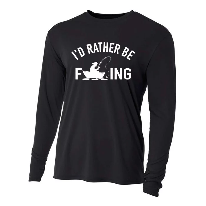 Angler Fishing Boat Fish Fisherman - I'd Rather be Fishing Cooling Performance Long Sleeve Crew