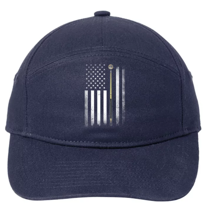 American Flag Billiards Pool Player Table Usa Us Gift 7-Panel Snapback Hat