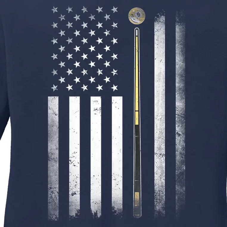 American Flag Billiards Pool Player Table Usa Us Gift Ladies Long Sleeve Shirt