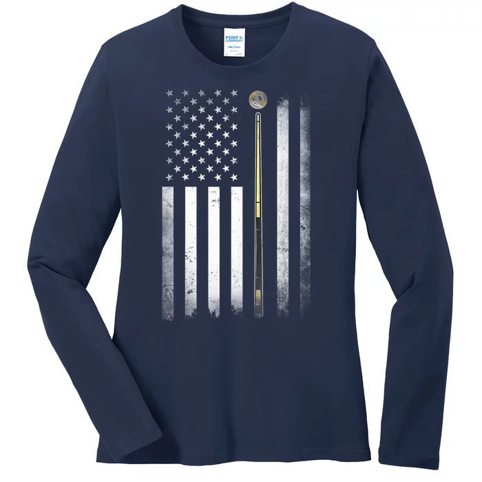 American Flag Billiards Pool Player Table Usa Us Gift Ladies Long Sleeve Shirt