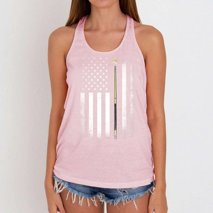 American Flag Billiards Pool Player Table Usa Us Gift Women's Knotted Racerback Tank