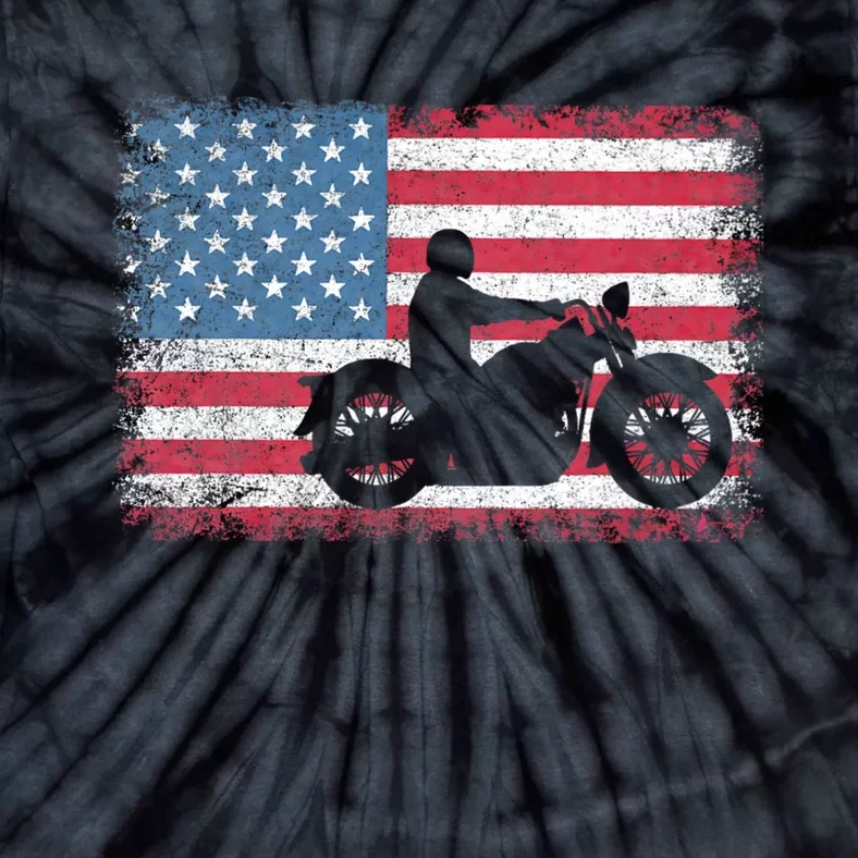 American Flag Biker Motorcycle Usa Flag 4th Of July Tie-Dye T-Shirt