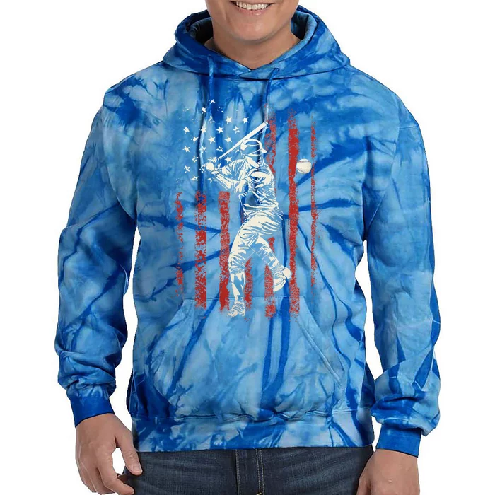 American Flag Baseball Team Tie Dye Hoodie