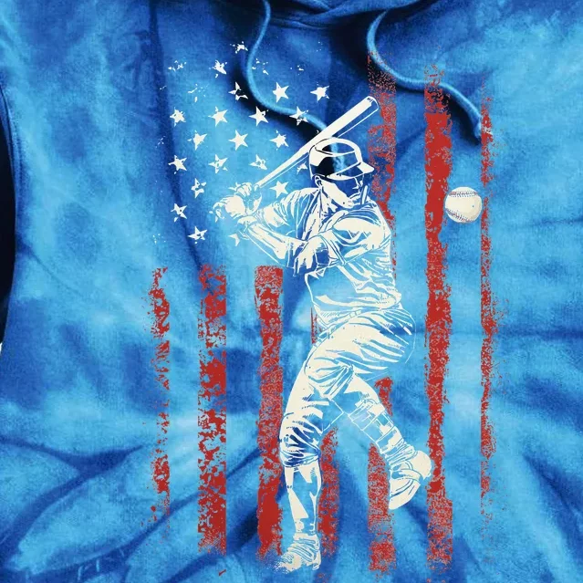 American Flag Baseball Team Tie Dye Hoodie