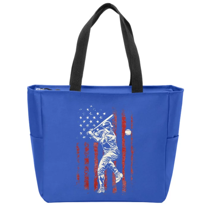 American Flag Baseball Team Zip Tote Bag