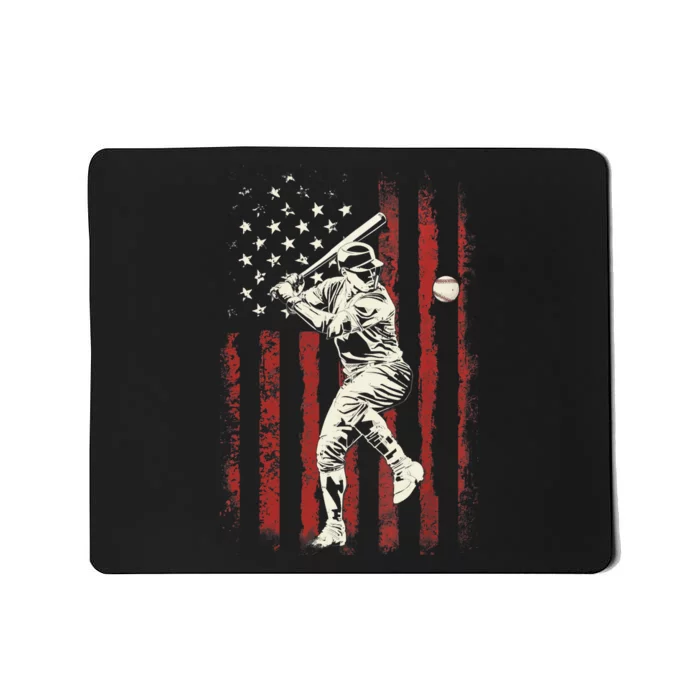 American Flag Baseball Team Gift for Boy Mousepad