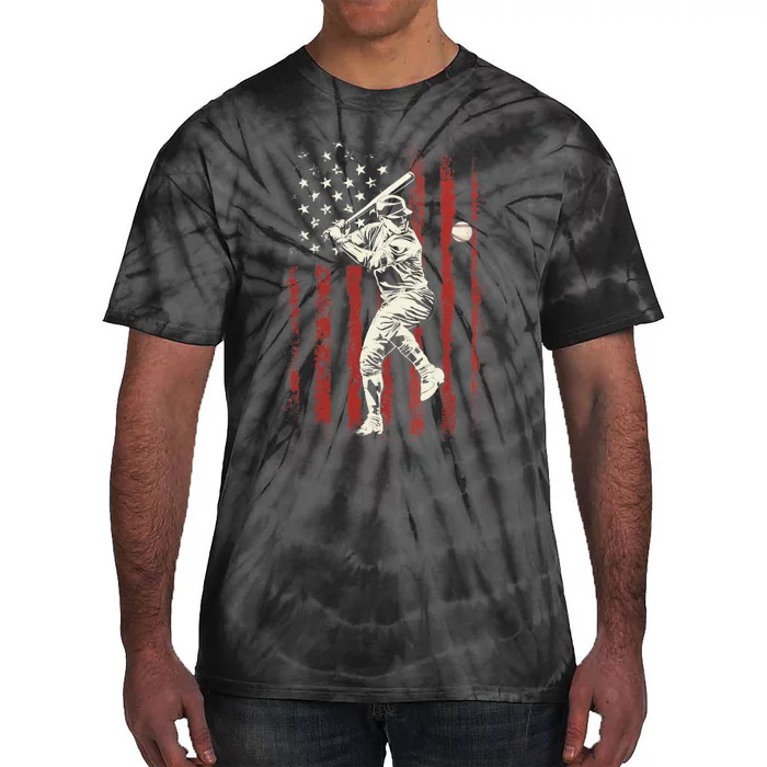 American Flag Baseball Team Gift for Boy Tie-Dye T-Shirt