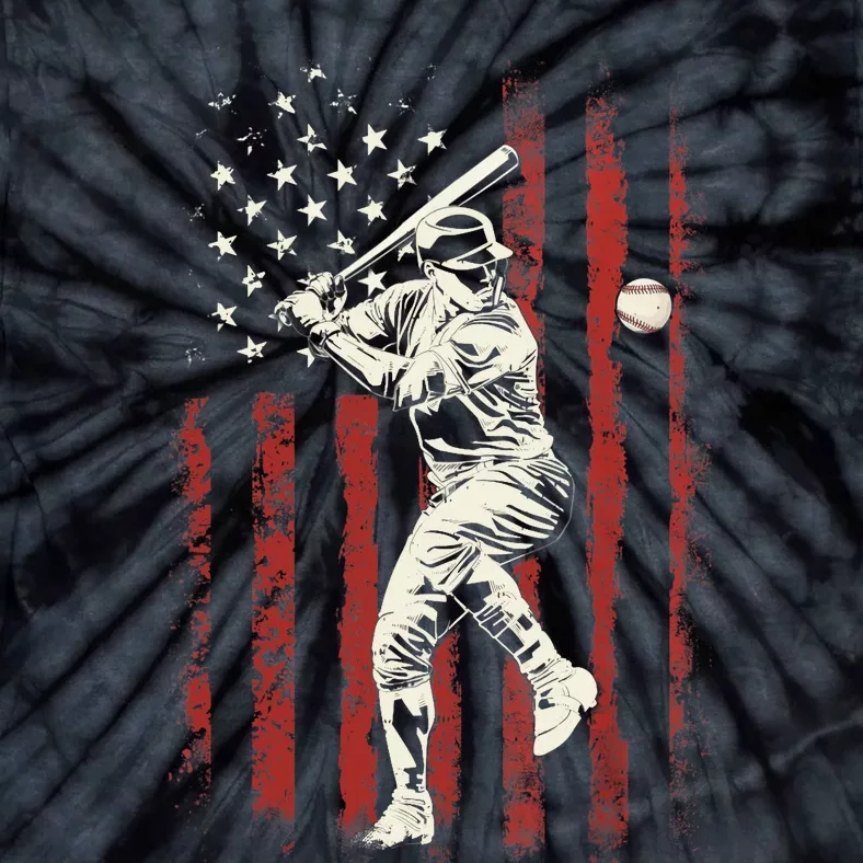 American Flag Baseball Team Gift for Boy Tie-Dye T-Shirt