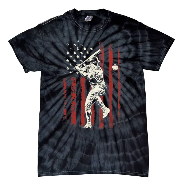 American Flag Baseball Team Gift for Boy Tie-Dye T-Shirt