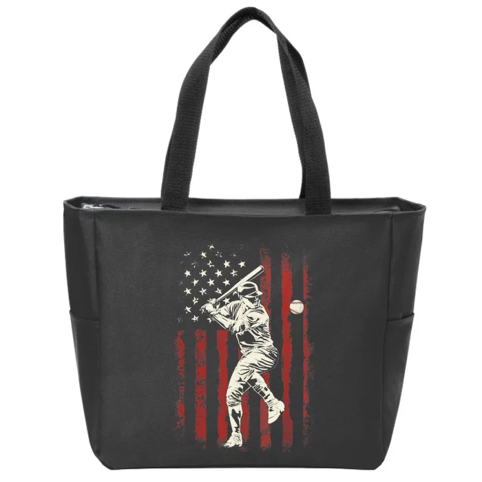 American Flag Baseball Team Gift for Boy Zip Tote Bag