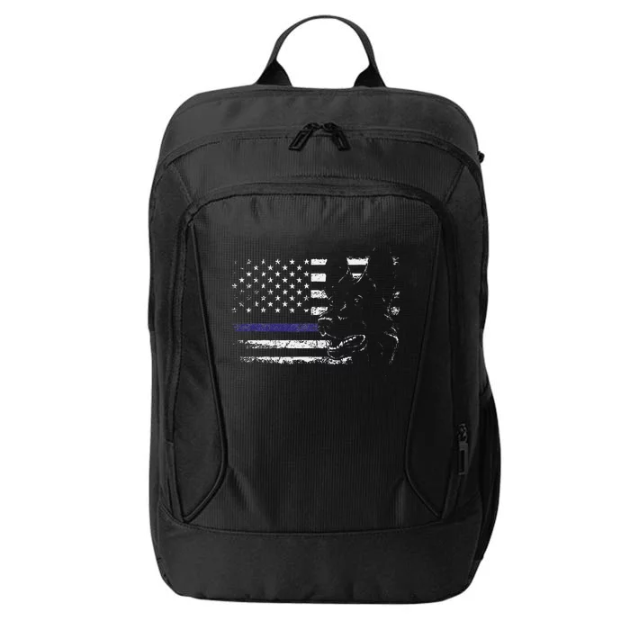 American Flag Blue Line Flag Patriotic K 9 Police Dog City Backpack