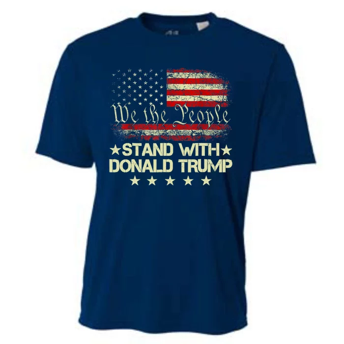 America Flag Back I Stand With Donald Trump 2024 Support Take Gift Cooling Performance Crew T-Shirt