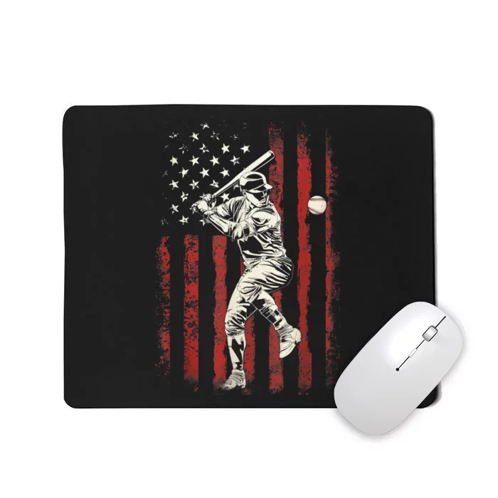 American Flag Baseball Team Gift For Men Mousepad