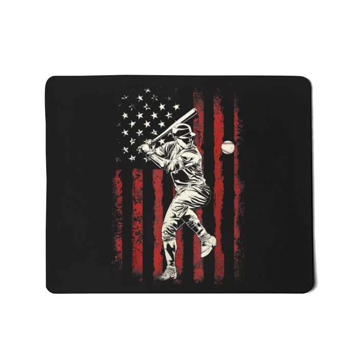 American Flag Baseball Team Gift For Men Mousepad