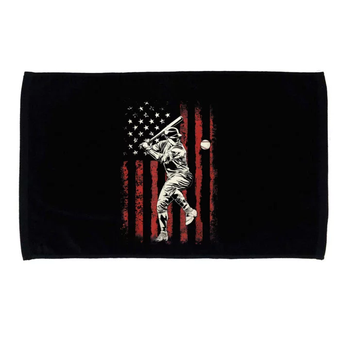 American Flag Baseball Team Gift For Men Microfiber Hand Towel