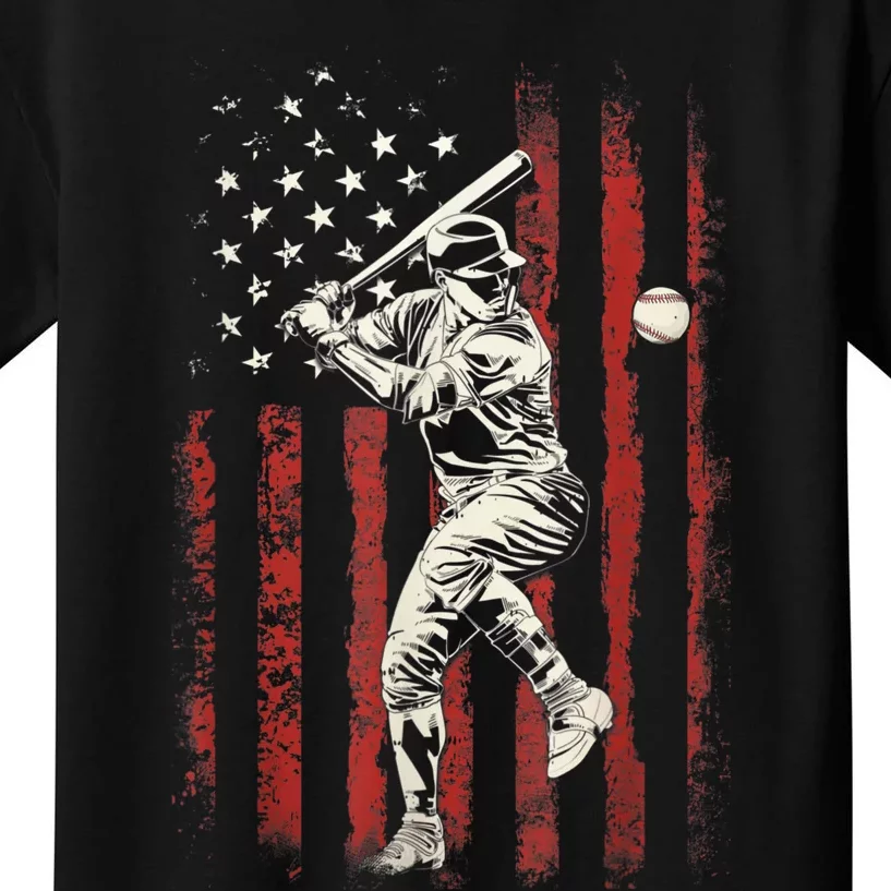 American Flag Baseball Team Gift For Men Kids T-Shirt