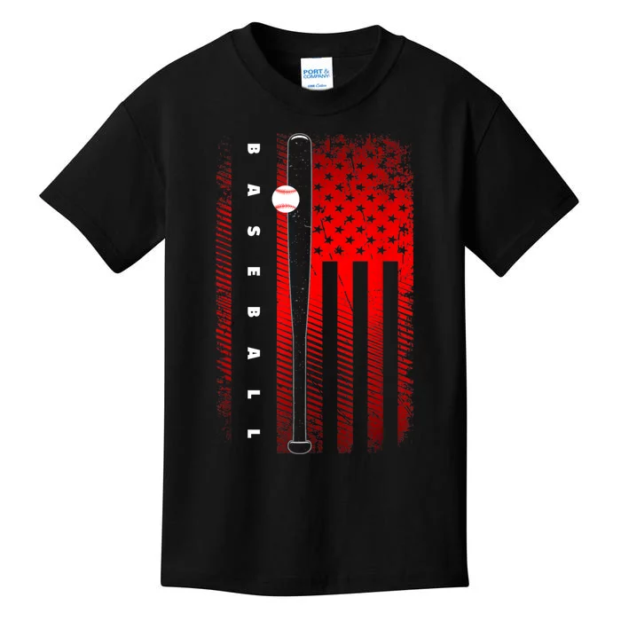 American Flag Baseball Apparel Baseball Kids T-Shirt