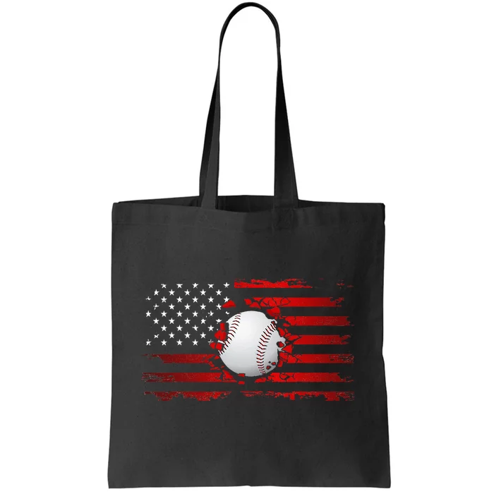 American Flag Baseball Apparel Baseball Tote Bag