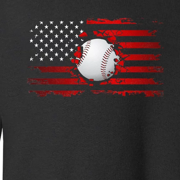 American Flag Baseball Apparel Baseball Toddler Sweatshirt