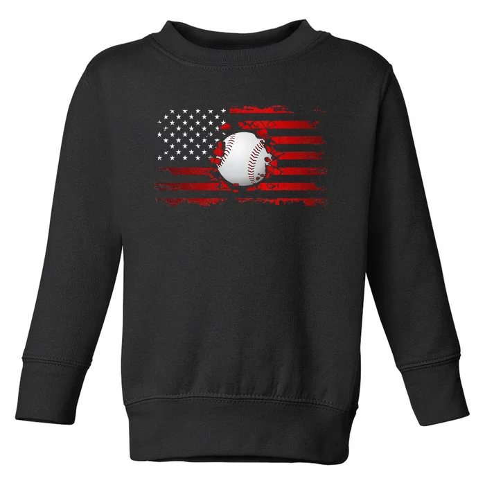 American Flag Baseball Apparel Baseball Toddler Sweatshirt