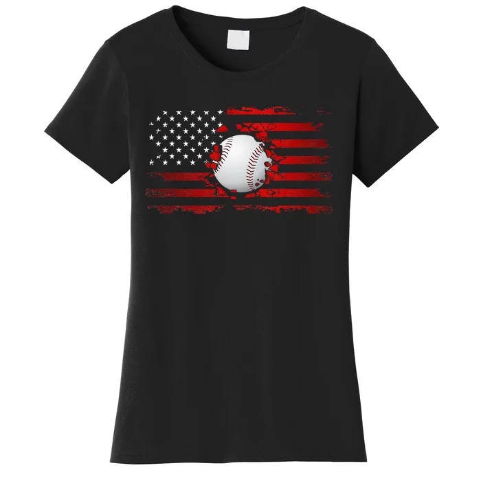 American Flag Baseball Apparel Baseball Women's T-Shirt