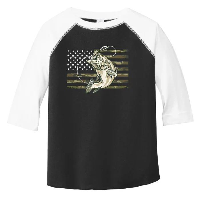 American Flag Bass Fish Fisherman Toddler Fine Jersey T-Shirt