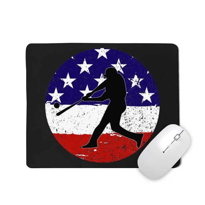 American Flag Baseball Player 4th Of July Patriotic Mousepad