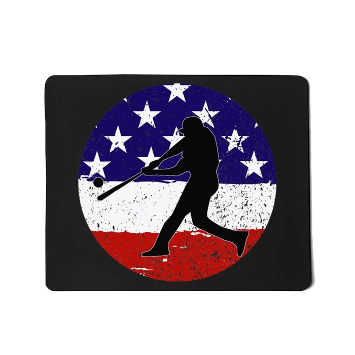 American Flag Baseball Player 4th Of July Patriotic Mousepad