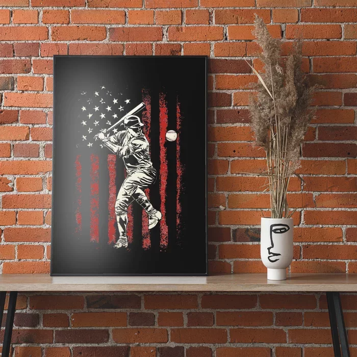 American Flag Baseball Team Poster