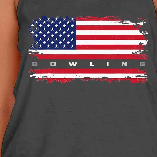 American Flag Bowling Apparel Bowling Women's Knotted Racerback Tank