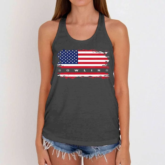 American Flag Bowling Apparel Bowling Women's Knotted Racerback Tank