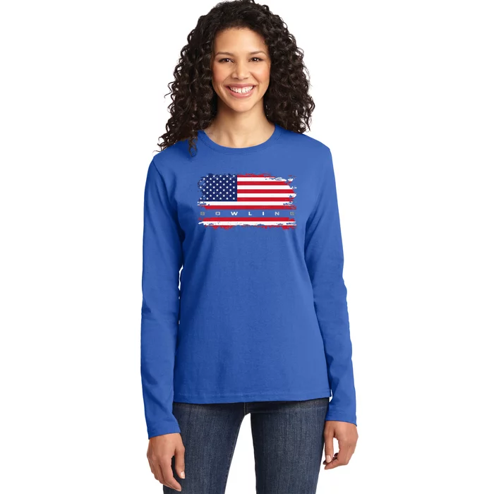 American Flag Bowling Apparel Bowling Ladies Long Sleeve Shirt