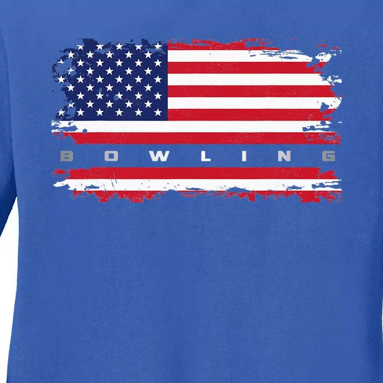 American Flag Bowling Apparel Bowling Ladies Long Sleeve Shirt