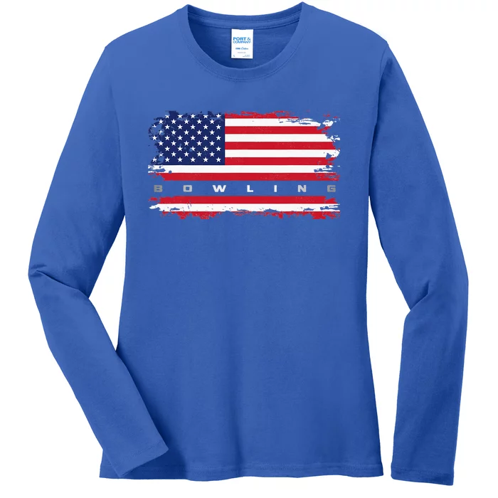 American Flag Bowling Apparel Bowling Ladies Long Sleeve Shirt