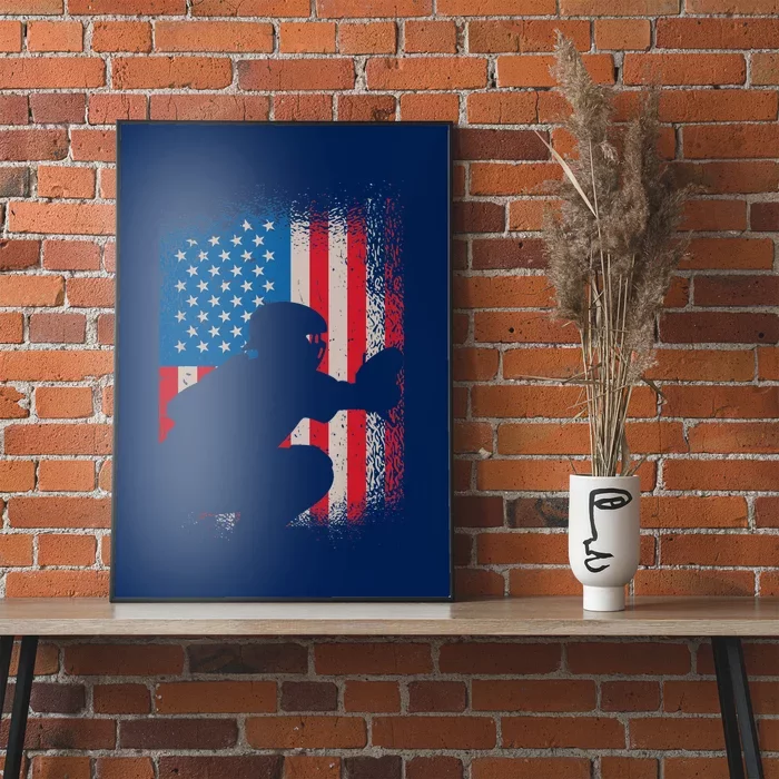 American flag baseball catcher design - USA flag baseball Poster