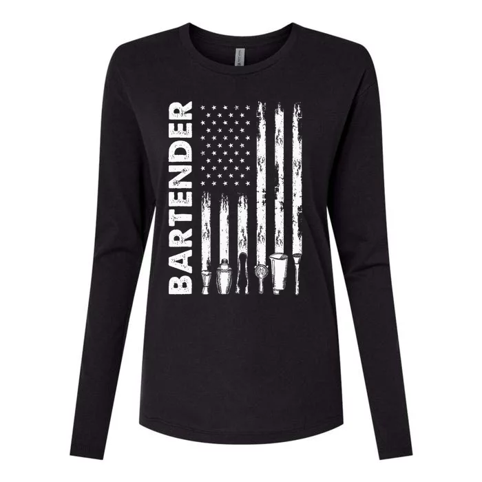 American Flag Bartender Funny Bartending Barkeep Womens Cotton Relaxed Long Sleeve T-Shirt