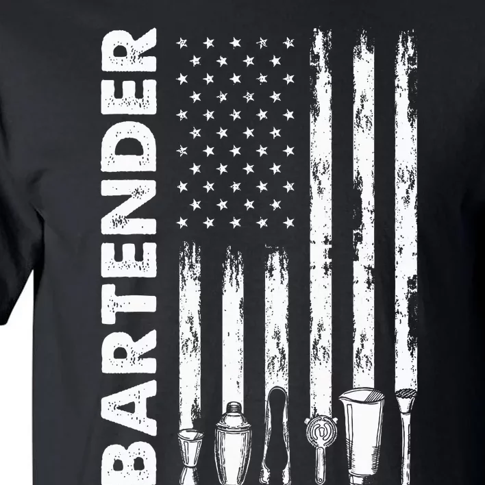 American Flag Bartender Funny Bartending Barkeep Tall T-Shirt