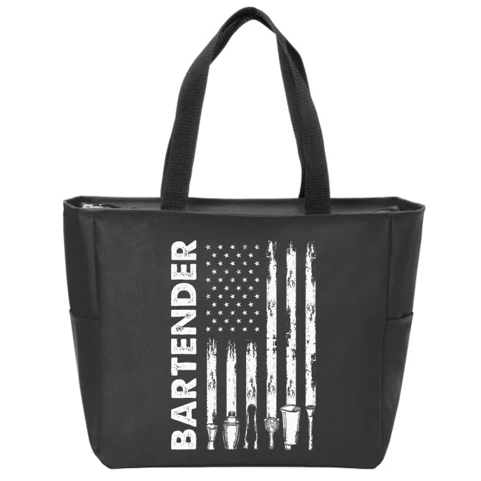 American Flag Bartender Funny Bartending Barkeep Zip Tote Bag