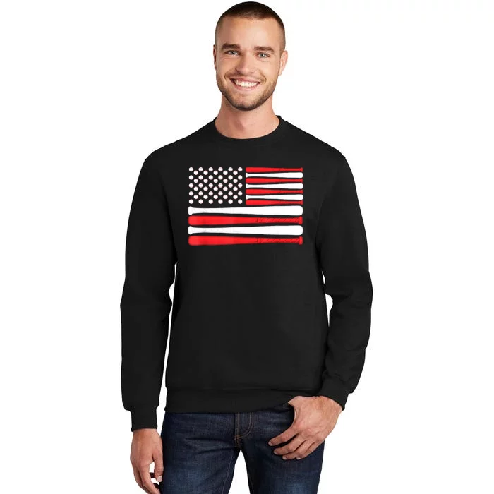 American Flag Baseball Flag Vintage Baseball Gift Tall Sweatshirt