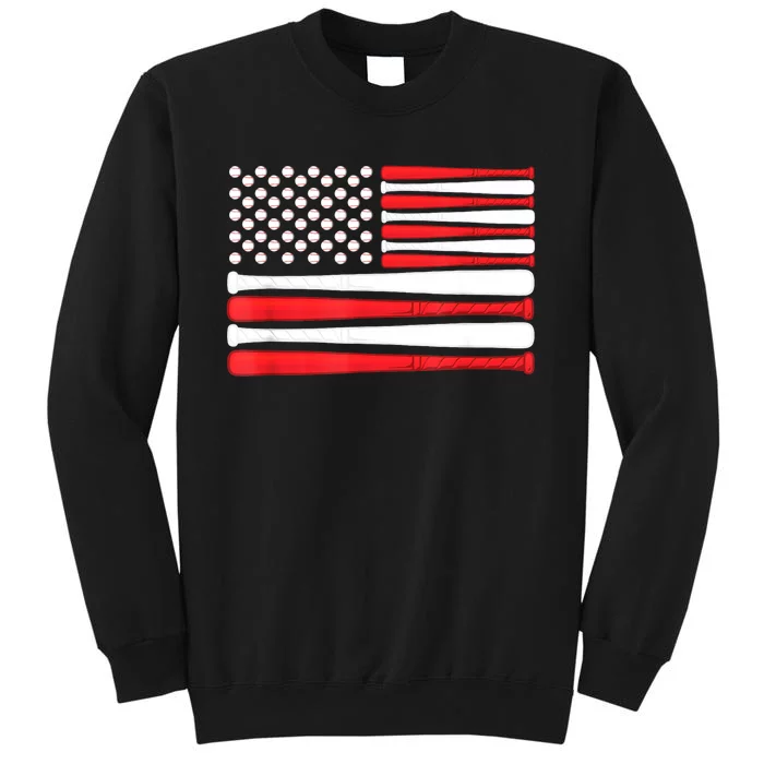 American Flag Baseball Flag Vintage Baseball Gift Tall Sweatshirt