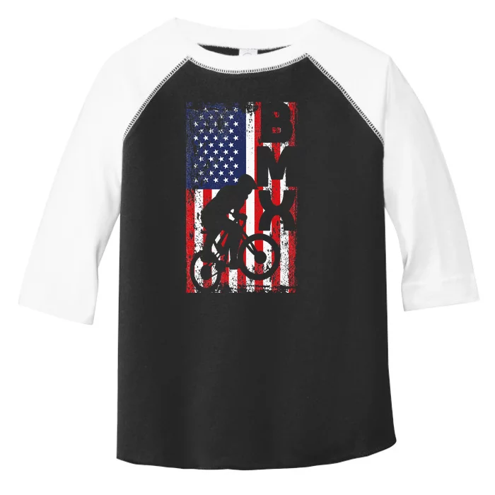 American Flag Bmx Racing Extreme Sport Riding Cool Bike Ride Toddler Fine Jersey T-Shirt