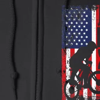 American Flag Bmx Racing Extreme Sport Riding Cool Bike Ride Full Zip Hoodie