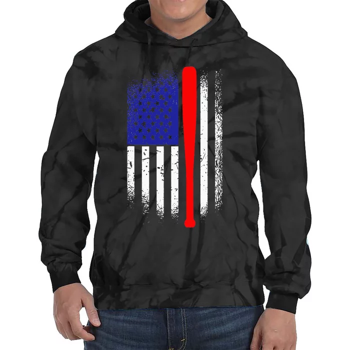 American Flag Baseball 4th Of July Patriotic Memorial Day Tie Dye Hoodie