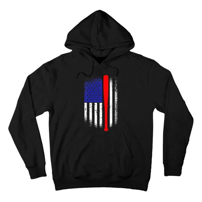 American Flag Baseball 4th Of July Patriotic Memorial Day Tall Hoodie