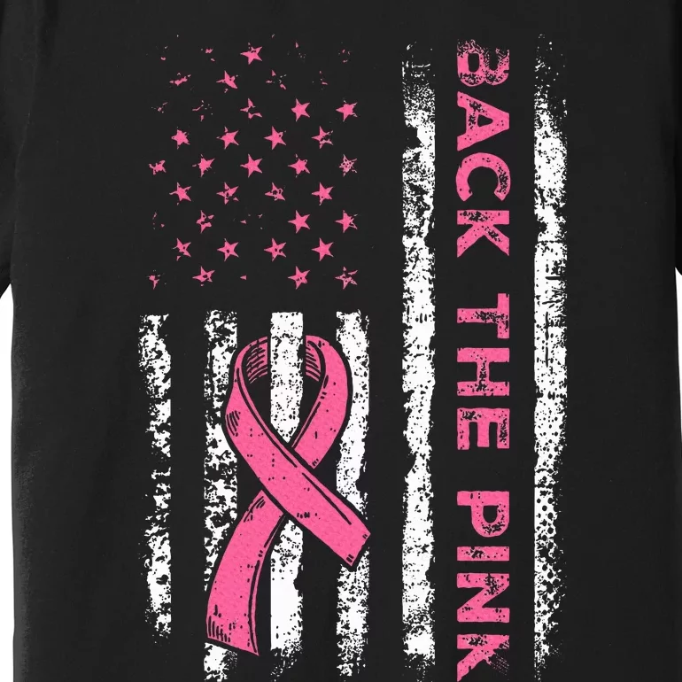 American Flag Back the Pink Breast Cancer Awareness Ribbon Premium T-Shirt