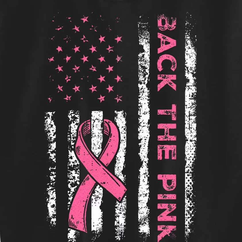 American Flag Back the Pink Breast Cancer Awareness Ribbon Kids Sweatshirt